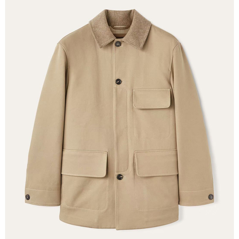2025 Spring New Pure Cotton Windproof Waterproof, Multi-Pocket Design Men's Business Casual Mid-Length Jacket with Cashmere Collar
