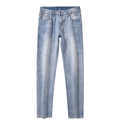 2025 New 100% Cotton Stretch Fabric Comfortable Breathable Men's Slim Straight Fit Jeans