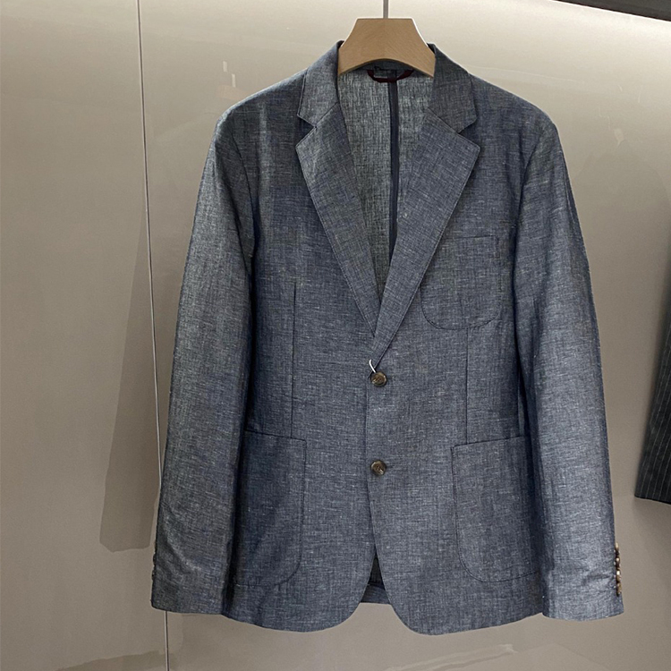 Linen Silk Blend Men's Business Casual Suit Coat