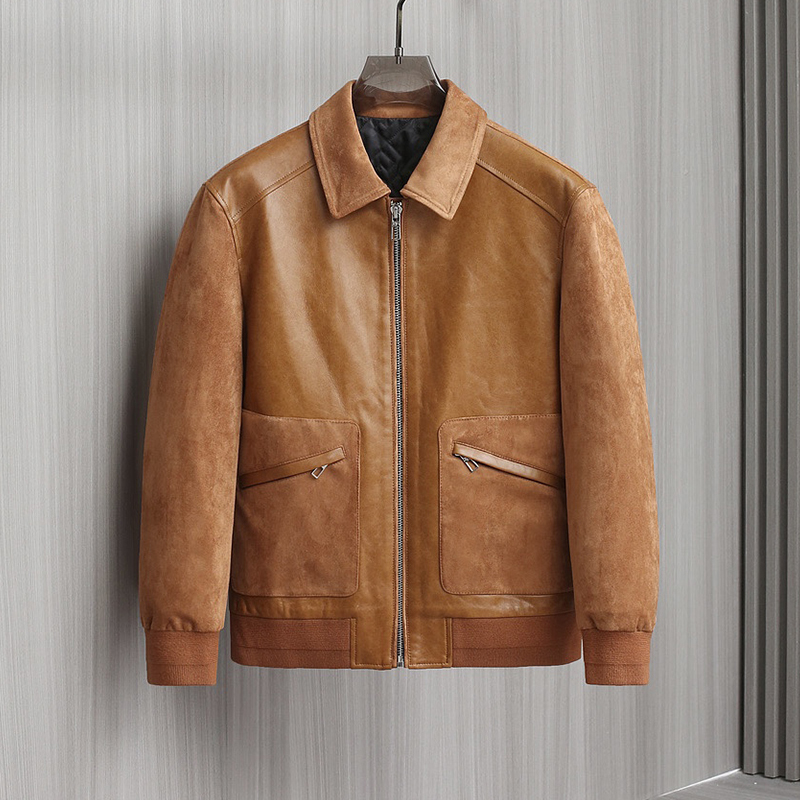 Genuine Lambskin Leather Jacket – Premium Men's Vintage Outerwear with Soft Texture and Timeless Style