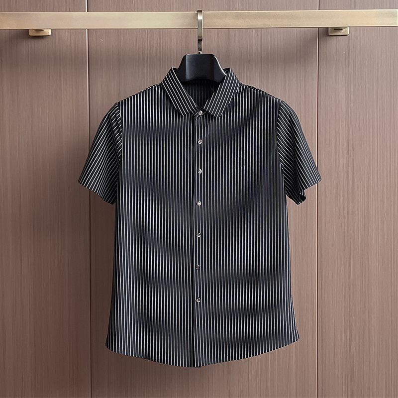 Premium Ice Silk Short Sleeve Business Shirt – Seamless Bonded Casual Dress Shirt for Professionals