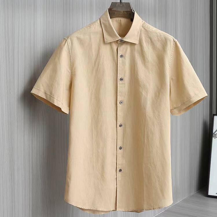 2024 New Men's Silk-Linen Business Short Sleeve Shirt