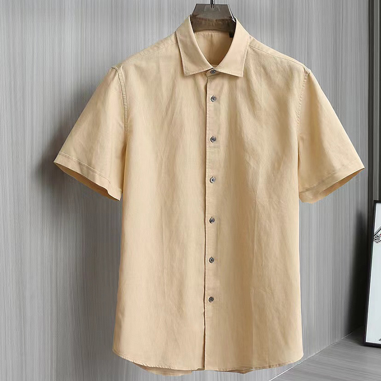 2024 New Men's Silk-Linen Business Short Sleeve Shirt