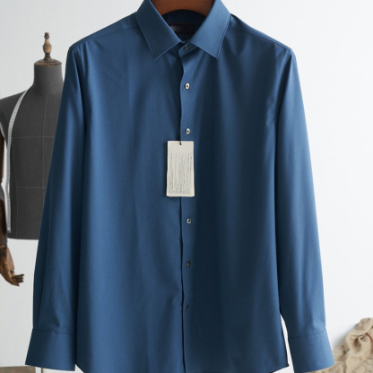 Blend Comfort Breathable Pinpoint Non-Iron Small Square Collar Long Sleeve Shirt