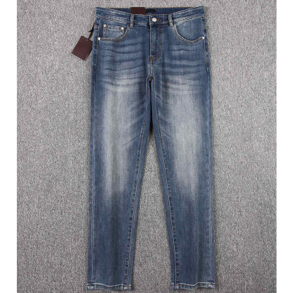 Autumn Winter New Washed Denim Fabric Elastic Stretchable Men's Jeans