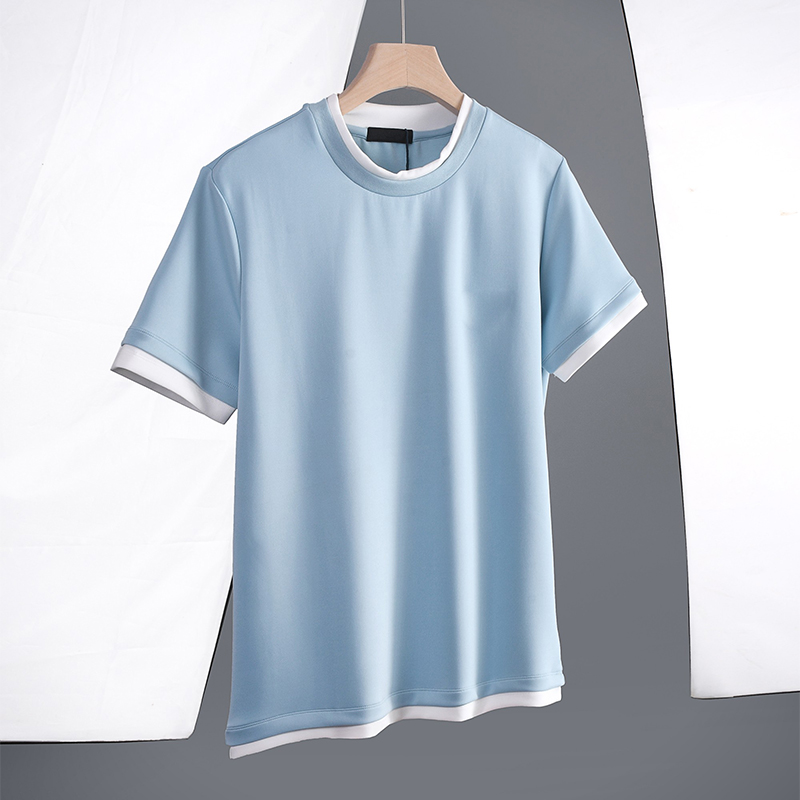 Comfortable Skin-Friendly Minimalist Versatile Layered Design Fashion Casual Short Sleeve T-Shirt