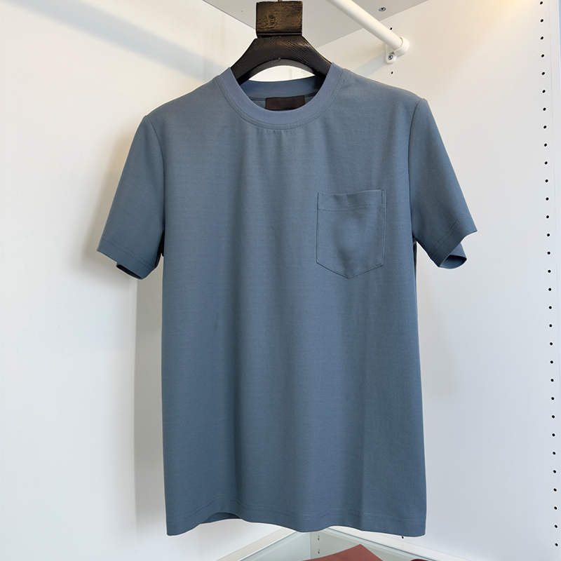 2025 New Cotton Men's Casual Round Neck Short Sleeve T-Shirt, Comfortable Breathable Relaxed Fit with Front Chest Pocket