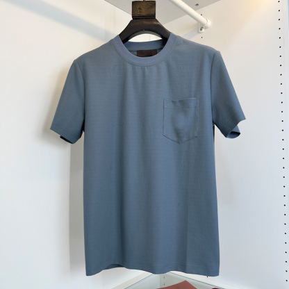 2025 New Cotton Men's Casual Round Neck Short Sleeve T-Shirt, Comfortable Breathable Relaxed Fit with Front Chest Pocket