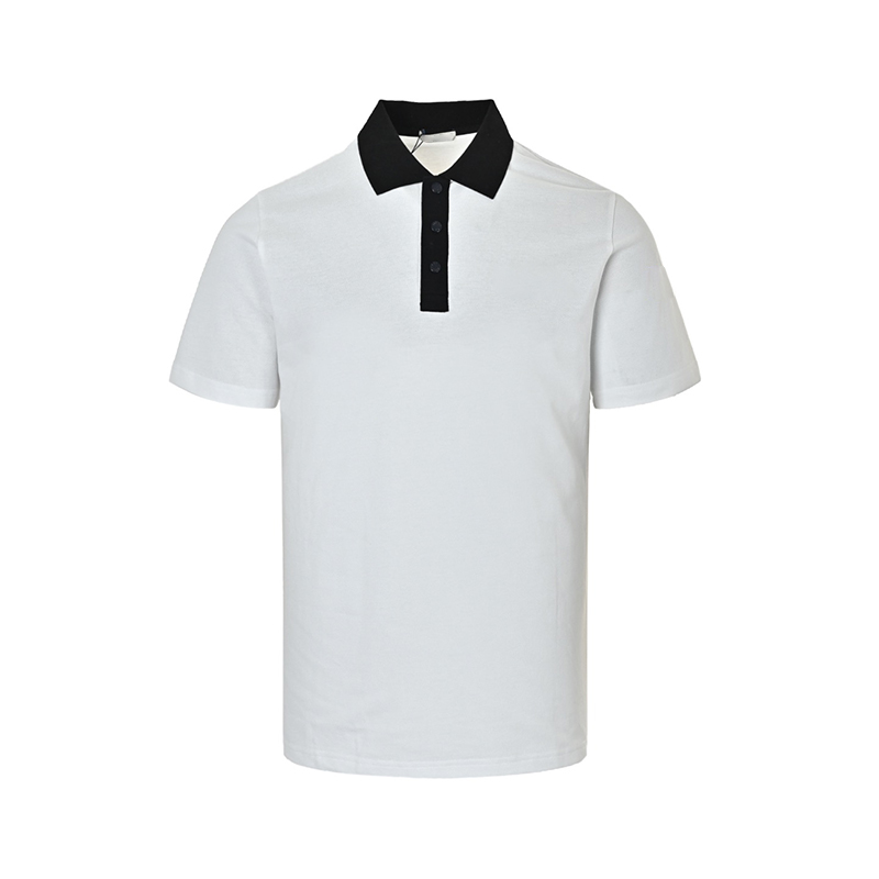 Contrast Collar Signature Letter Embroidered Polo Shirt – Premium Short Sleeve Men's Casual Top