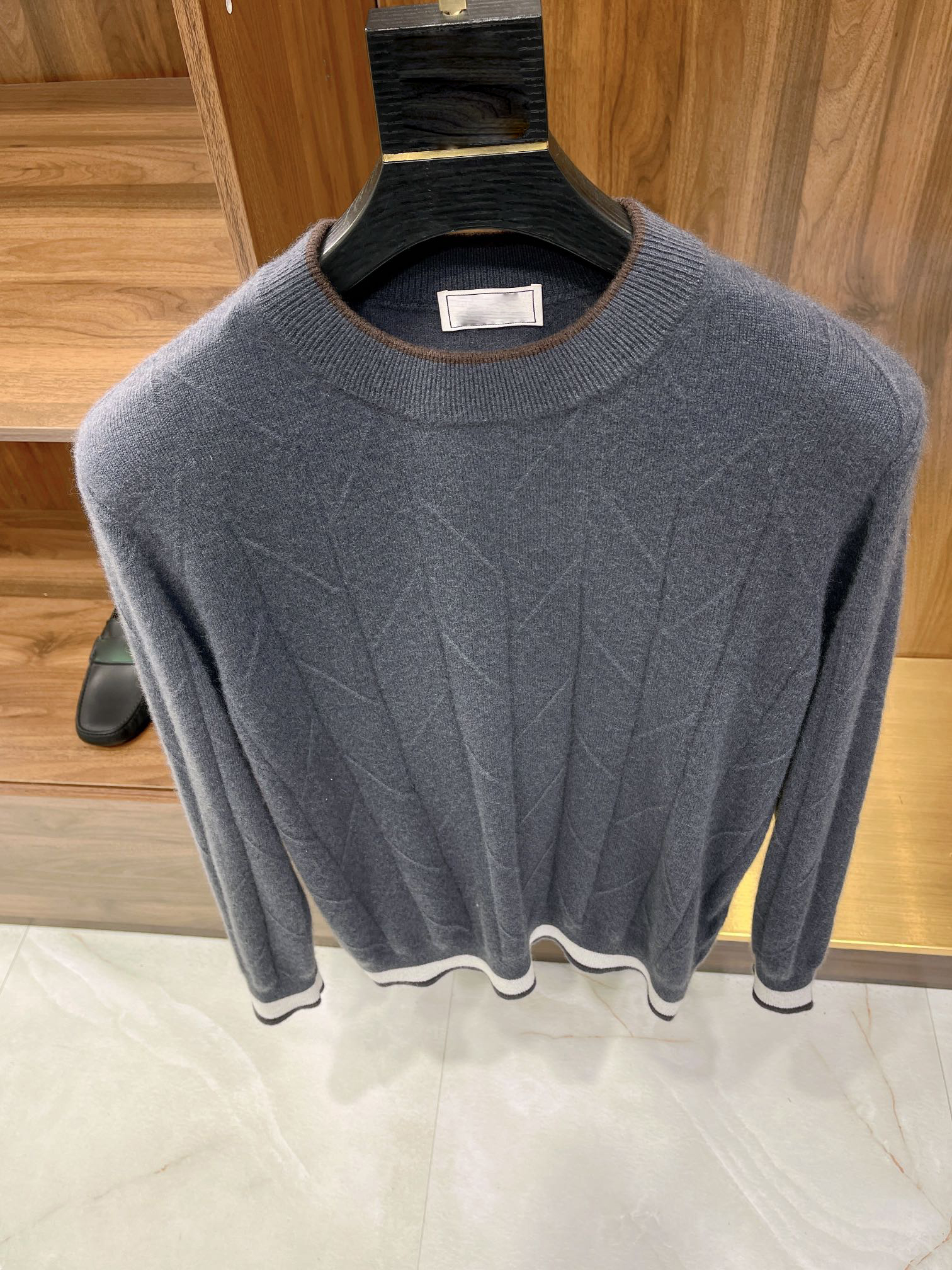 Lightweight Warm Soft Pure Cashmere Jacquard Craft Fashionable Color-blocking Men's Cashmere Sweater