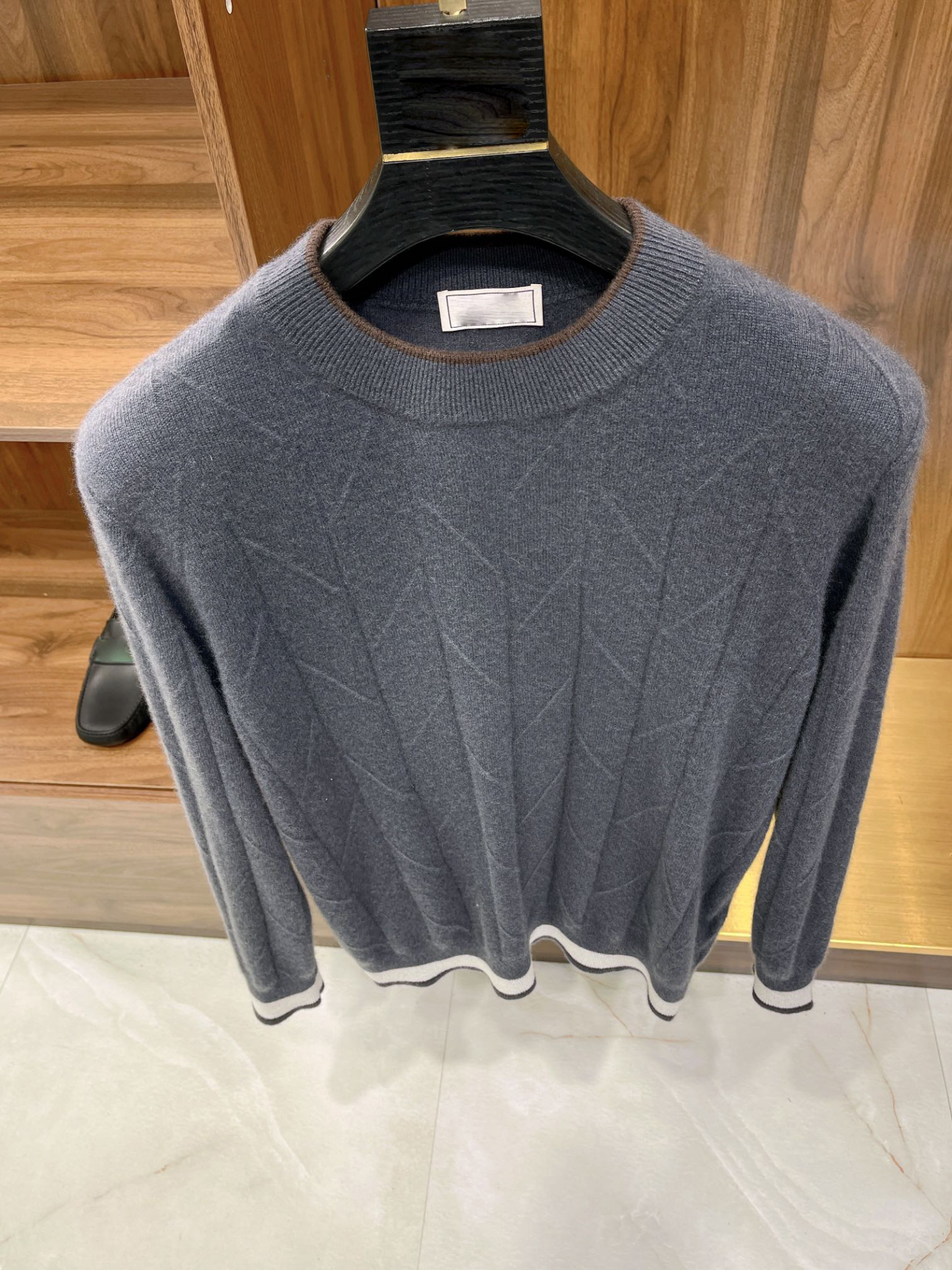 Lightweight Warm Soft Pure Cashmere Jacquard Craft Fashionable Color-blocking Men's Cashmere Sweater