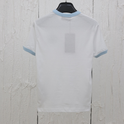 2025 New Fashion Jacquard Fabric, Smooth Soft Comfortable Breathable, Line Design Round Neck Short Sleeve T-Shirt