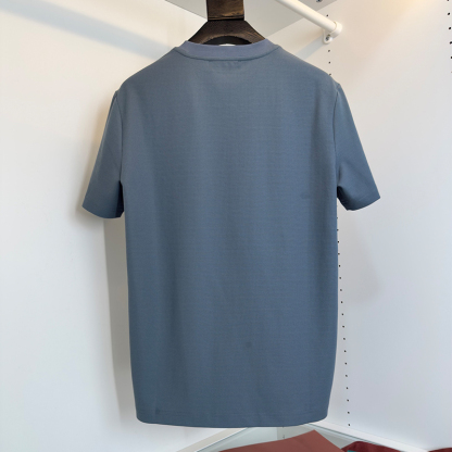 2025 New Cotton Men's Casual Round Neck Short Sleeve T-Shirt, Comfortable Breathable Relaxed Fit with Front Chest Pocket