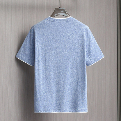 2025 New Natural Plant Fiber Fabric Lightweight Breathable Soft Comfortable Men's Casual Round Neck Short Sleeve T-Shirt