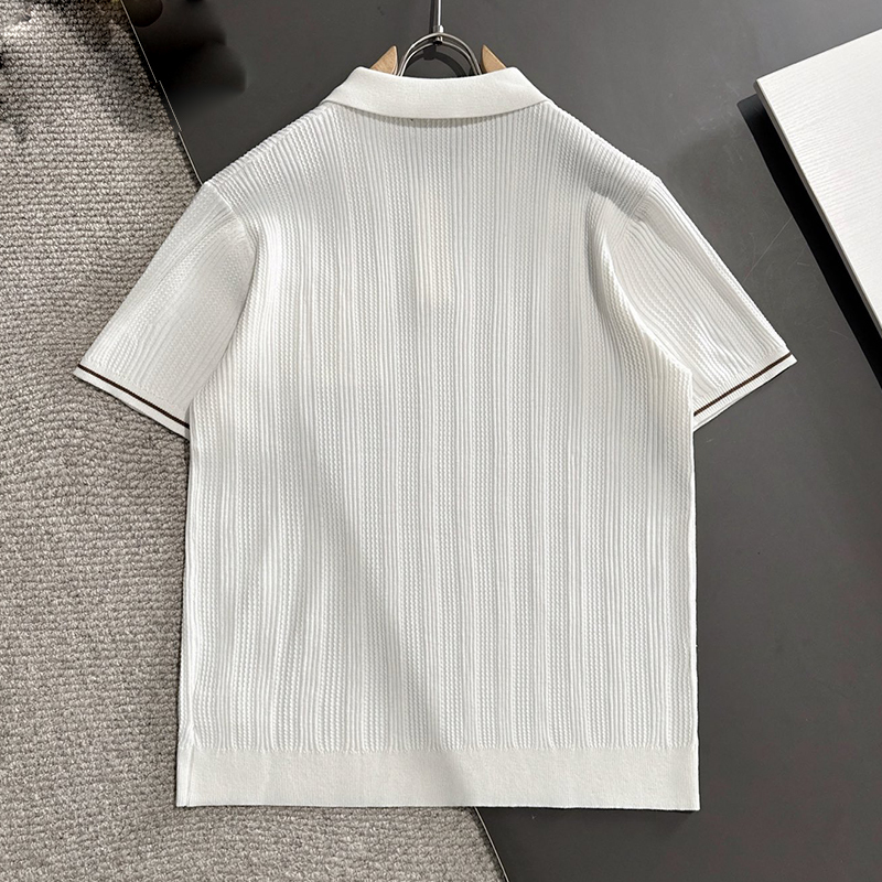 2025 New Spring Summer Combed Cotton Yarn Knitted Fabric High GSM Pure Cotton 3D Embroidery Craft Loose Fit Men's Polo Short Sleeve T-Shirt