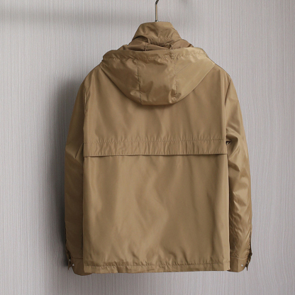 2025 Spring/Summer Imported Lightweight Fiber Fabric Breathable Comfort Minimalist Timeless Design Men's Hooded Jacket Business Casual Trench Coat