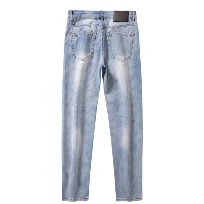 2025 New 100% Cotton Stretch Fabric Comfortable Breathable Men's Slim Straight Fit Jeans