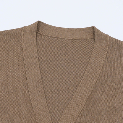 2026 Classic Cashmere Vest – Men's Deep Khaki Wool Knit Sleeveless Sweater Sizes 46-54 Available