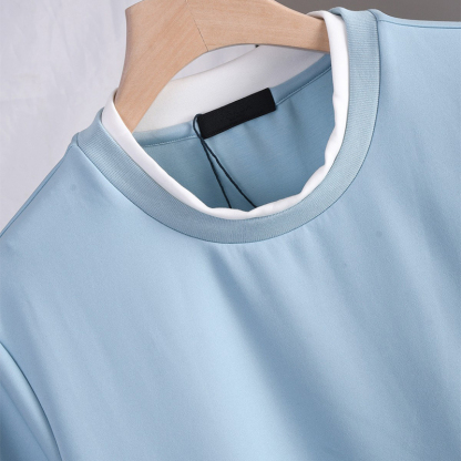 Comfortable Skin-Friendly Minimalist Versatile Layered Design Fashion Casual Short Sleeve T-Shirt