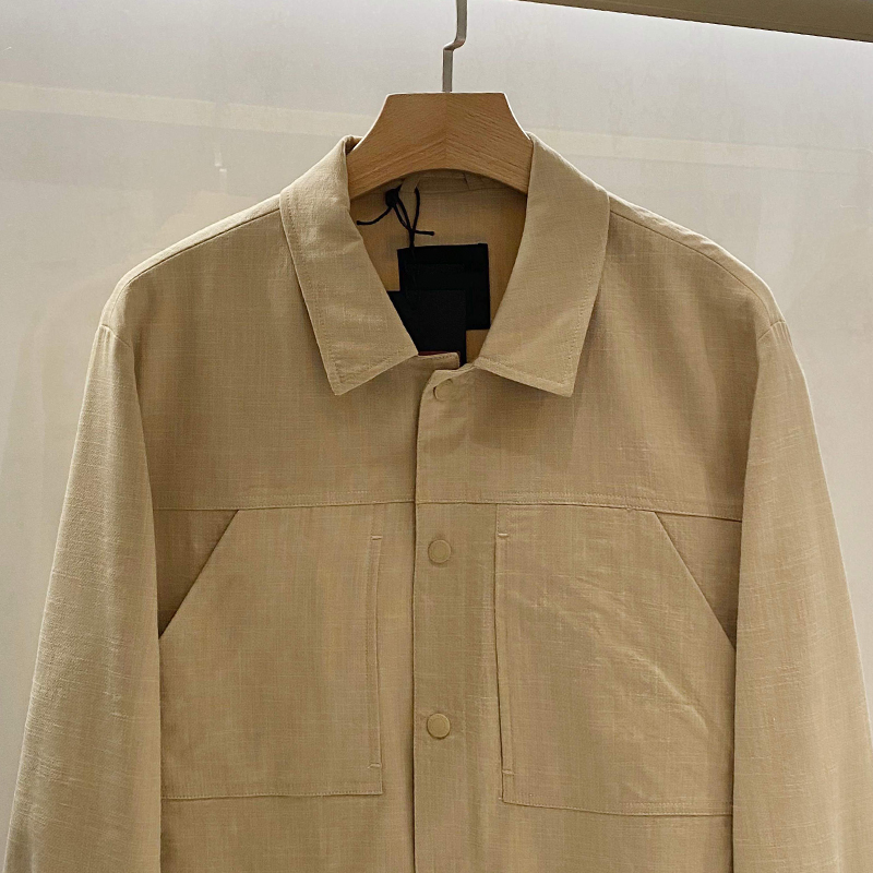 2025 New Wrinkle-Resistant Windproof Slub Fabric, Men's High-End Business Casual Turn-Down Collar Lightweight Jacket Outerwear