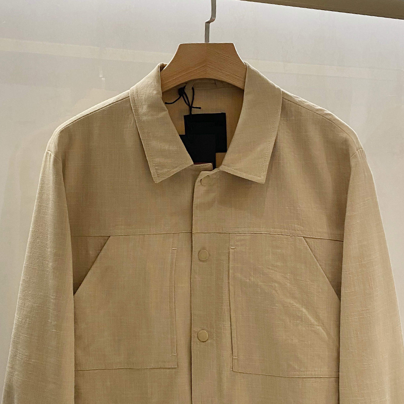 2025 New Wrinkle-Resistant Windproof Slub Fabric, Men's High-End Business Casual Turn-Down Collar Lightweight Jacket Outerwear