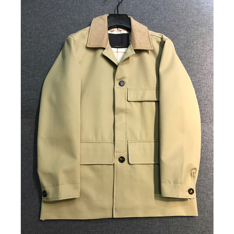 2025 Spring New Pure Cotton Windproof Waterproof, Multi-Pocket Design Men's Business Casual Mid-Length Jacket with Cashmere Collar