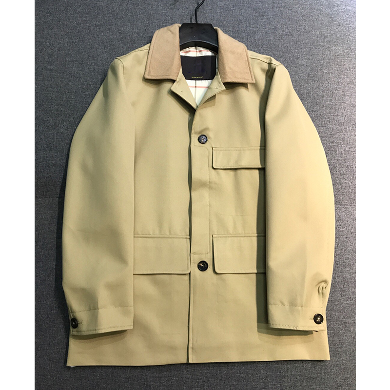 2025 Spring New Pure Cotton Windproof Waterproof, Multi-Pocket Design Men's Business Casual Mid-Length Jacket with Cashmere Collar