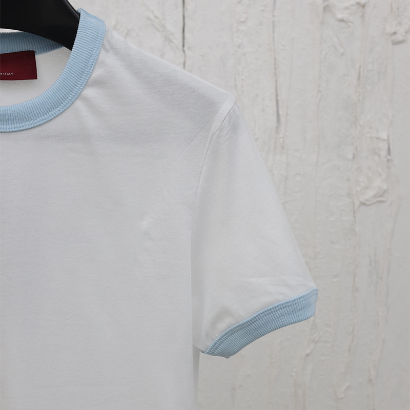 2025 New Fashion Jacquard Fabric, Smooth Soft Comfortable Breathable, Line Design Round Neck Short Sleeve T-Shirt