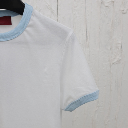 2025 New Fashion Jacquard Fabric, Smooth Soft Comfortable Breathable, Line Design Round Neck Short Sleeve T-Shirt