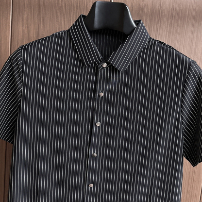 Premium Ice Silk Short Sleeve Business Shirt – Seamless Bonded Casual Dress Shirt for Professionals