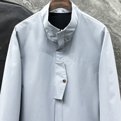 2025 Spring/Summer New Dustproof Waterproof Fabric, Men's High-End Casual Woven Trench Coat Jacket Outerwear