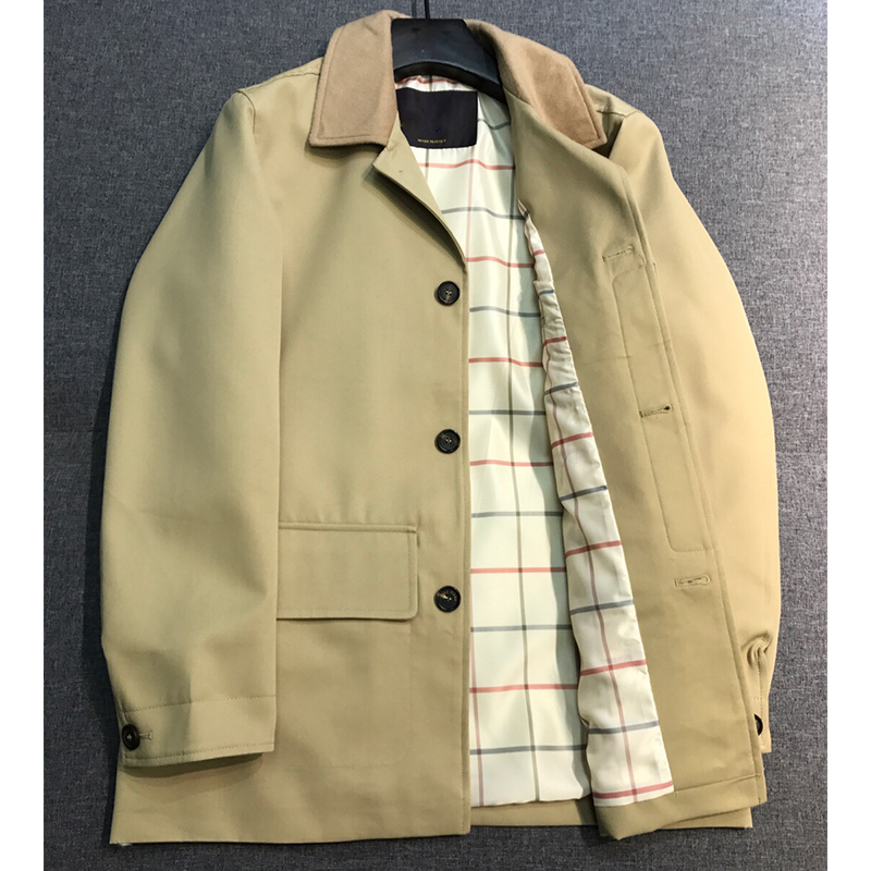 2025 Spring New Pure Cotton Windproof Waterproof, Multi-Pocket Design Men's Business Casual Mid-Length Jacket with Cashmere Collar