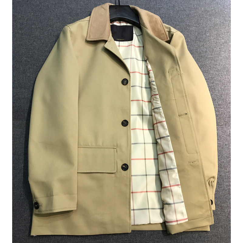 2025 Spring New Pure Cotton Windproof Waterproof, Multi-Pocket Design Men's Business Casual Mid-Length Jacket with Cashmere Collar