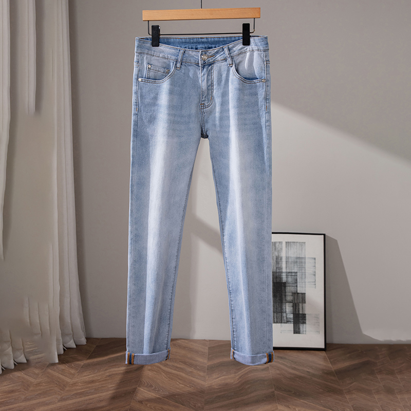 2025 New 100% Cotton Stretch Fabric Comfortable Breathable Men's Slim Straight Fit Jeans