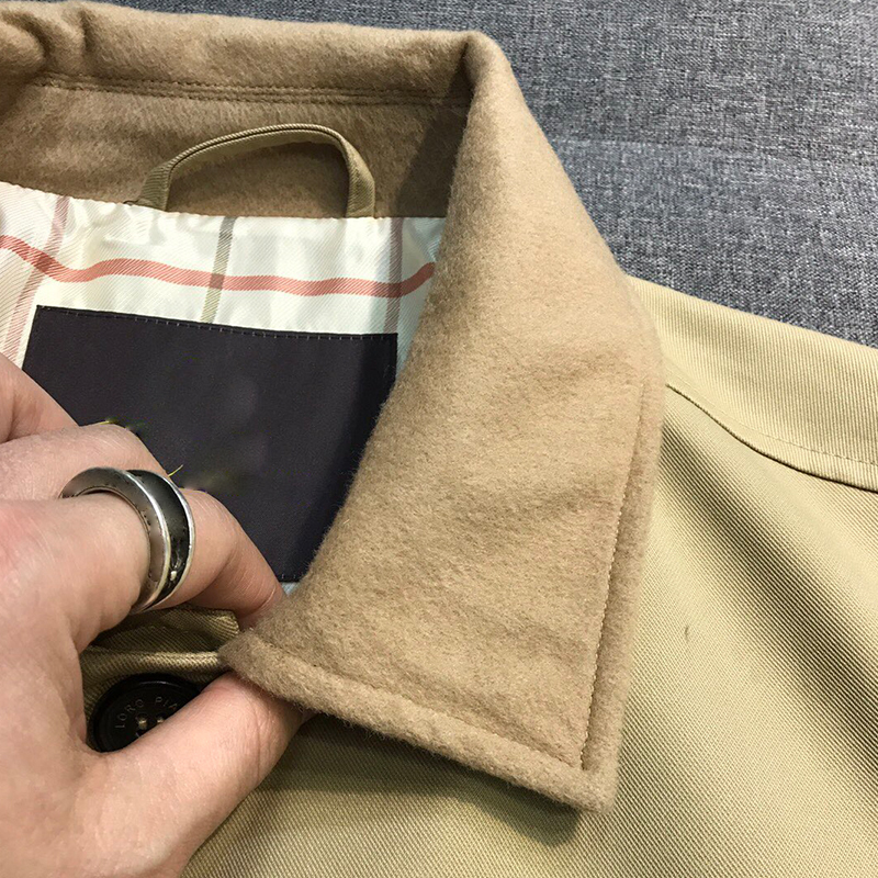 2025 Spring New Pure Cotton Windproof Waterproof, Multi-Pocket Design Men's Business Casual Mid-Length Jacket with Cashmere Collar