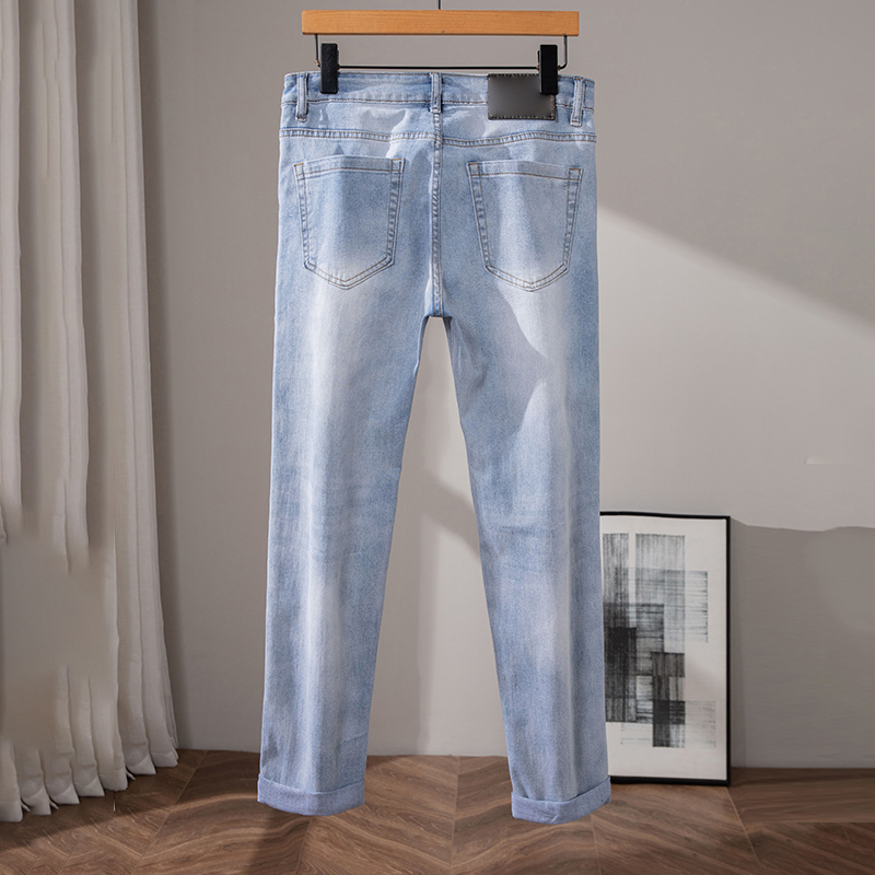 2025 New 100% Cotton Stretch Fabric Comfortable Breathable Men's Slim Straight Fit Jeans
