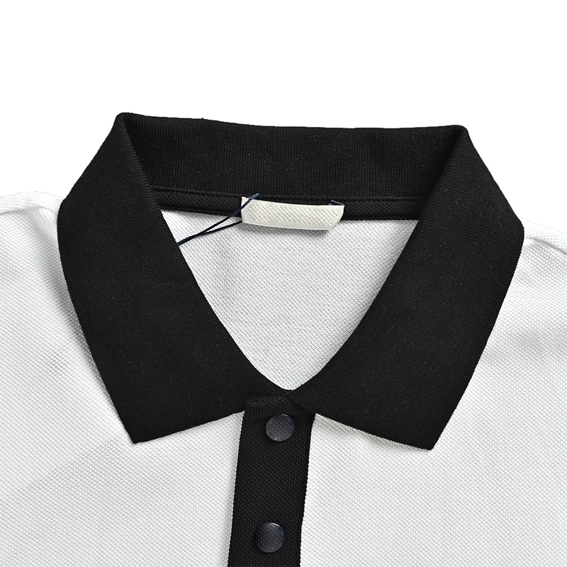 Contrast Collar Signature Letter Embroidered Polo Shirt – Premium Short Sleeve Men's Casual Top