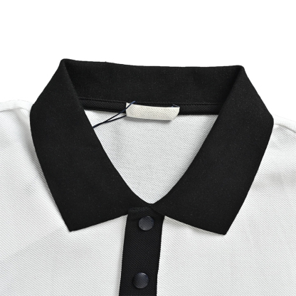 Contrast Collar Signature Letter Embroidered Polo Shirt – Premium Short Sleeve Men's Casual Top