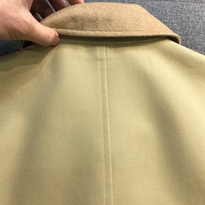 2025 Spring New Pure Cotton Windproof Waterproof, Multi-Pocket Design Men's Business Casual Mid-Length Jacket with Cashmere Collar