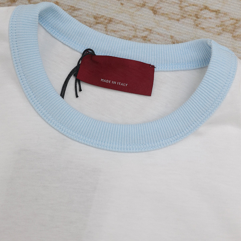 2025 New Fashion Jacquard Fabric, Smooth Soft Comfortable Breathable, Line Design Round Neck Short Sleeve T-Shirt