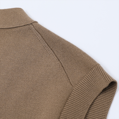 2026 Classic Cashmere Vest – Men's Deep Khaki Wool Knit Sleeveless Sweater Sizes 46-54 Available