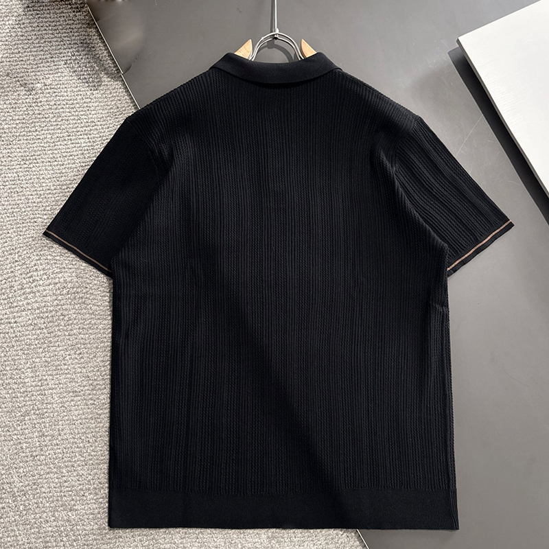 2025 New Spring Summer Combed Cotton Yarn Knitted Fabric High GSM Pure Cotton 3D Embroidery Craft Loose Fit Men's Polo Short Sleeve T-Shirt