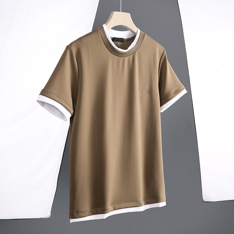 Comfortable Skin-Friendly Minimalist Versatile Layered Design Fashion Casual Short Sleeve T-Shirt
