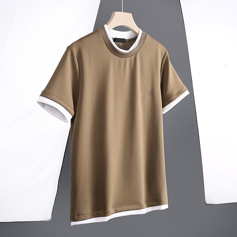 Comfortable Skin-Friendly Minimalist Versatile Layered Design Fashion Casual Short Sleeve T-Shirt