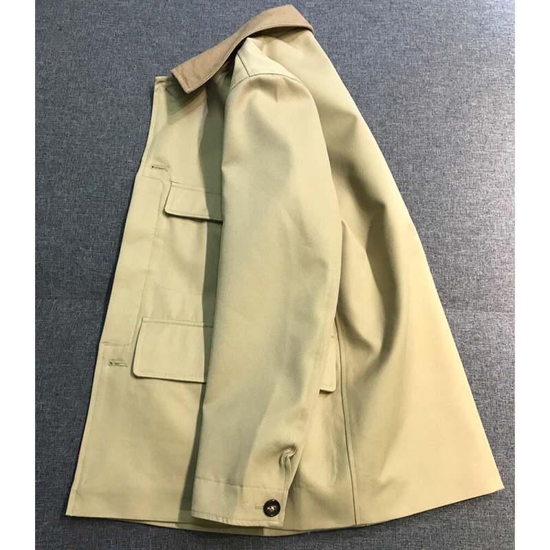 2025 Spring New Pure Cotton Windproof Waterproof, Multi-Pocket Design Men's Business Casual Mid-Length Jacket with Cashmere Collar