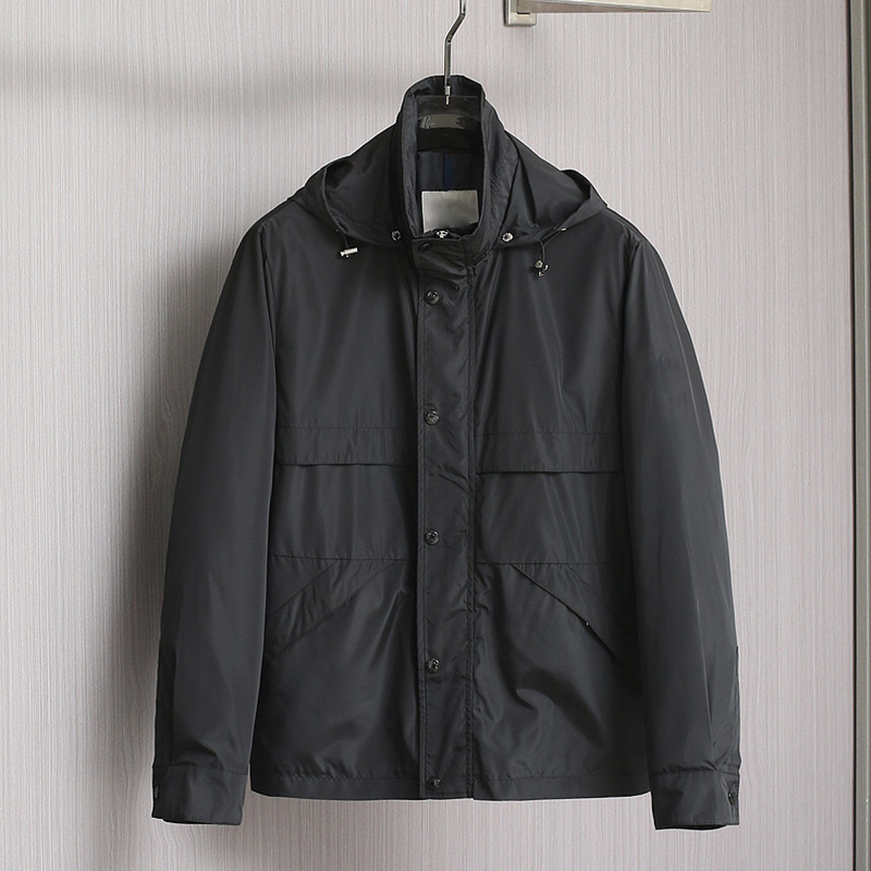 2025 Spring/Summer Imported Lightweight Fiber Fabric Breathable Comfort Minimalist Timeless Design Men's Hooded Jacket Business Casual Trench Coat