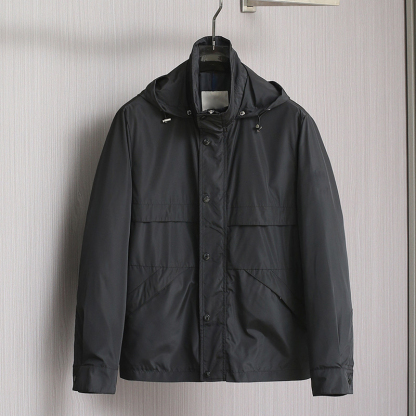 2025 Spring/Summer Imported Lightweight Fiber Fabric Breathable Comfort Minimalist Timeless Design Men's Hooded Jacket Business Casual Trench Coat