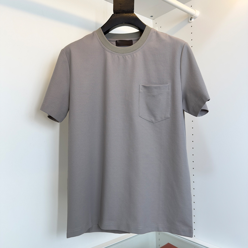 2025 New Cotton Men's Casual Round Neck Short Sleeve T-Shirt, Comfortable Breathable Relaxed Fit with Front Chest Pocket