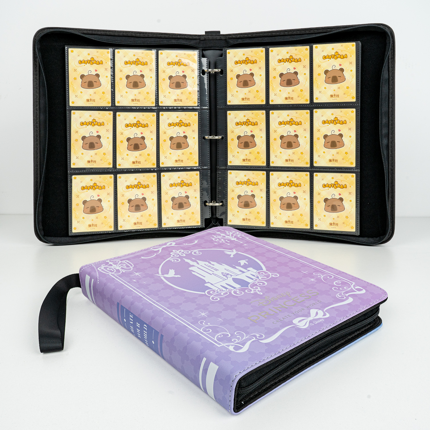 CARDFUN Disney Princess Card Album 9 Pocket Card Binder with Sleeves 360 Double Sided Pocket PU Leather Cover