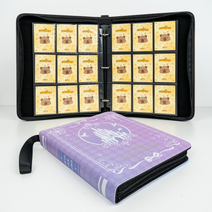 CARDFUN Disney Princess Card Album 9 Pocket Card Binder with Sleeves 360 Double Sided Pocket PU Leather Cover